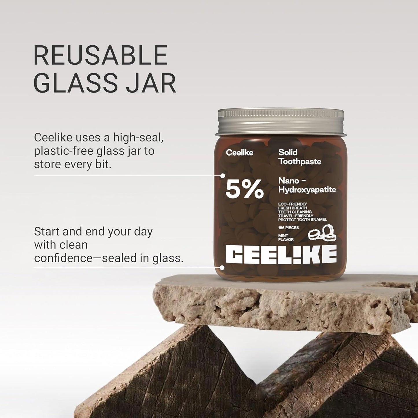 CEELIKE Hydroxyapatite Toothpaste Tablets (Travel Friendly)