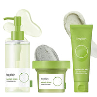 beplain Mung Bean Pore Care Trio - Cleansing Oil & Cleansing Foam &Clay Mask | Korean Skin Care |