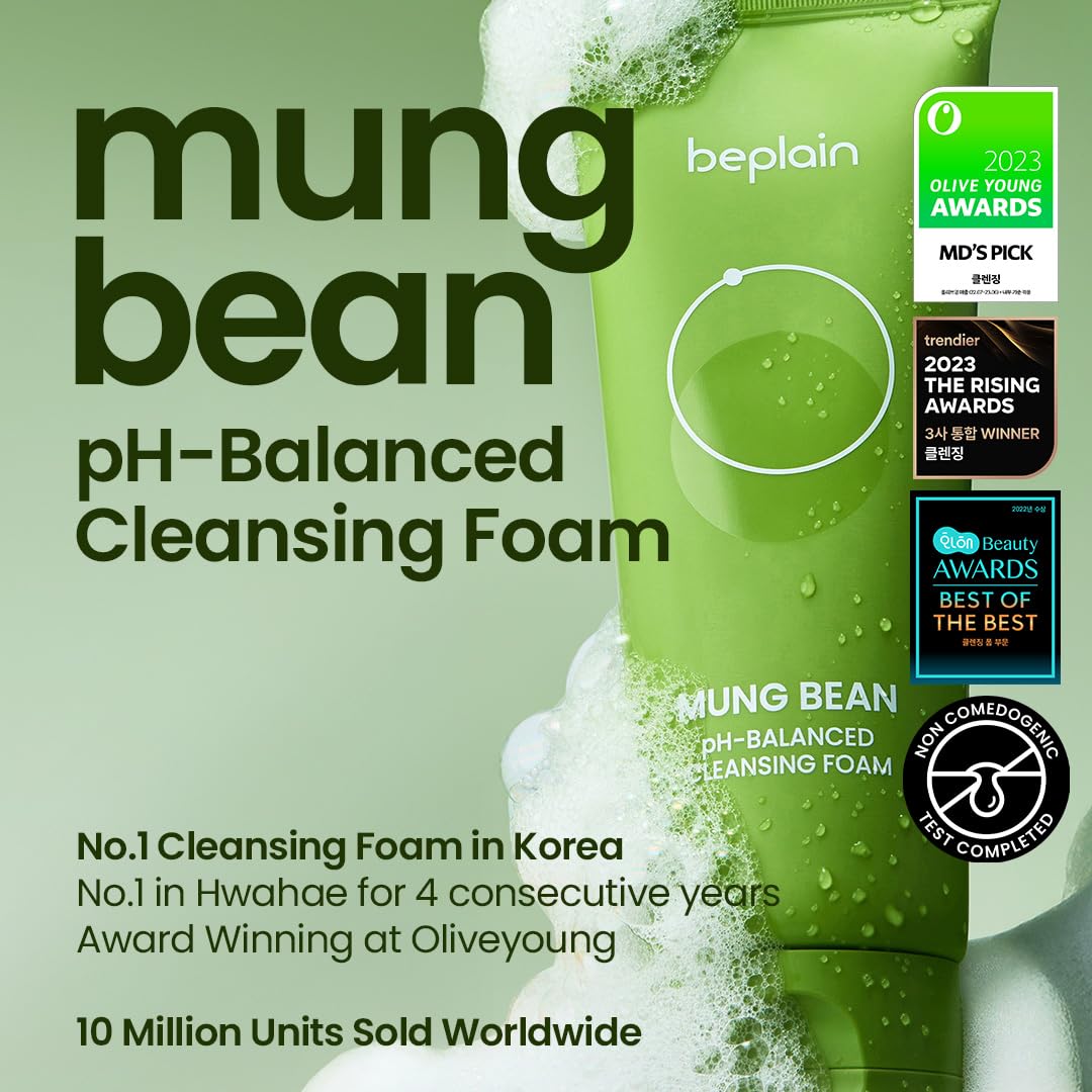 beplain Mung Bean Pore Care Trio - Cleansing Oil & Cleansing Foam &Clay Mask | Korean Skin Care |