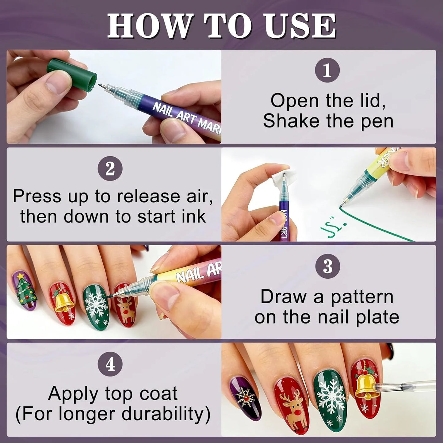 12 Colors 3D Nail Art Pens