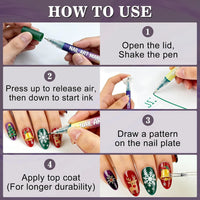 12 Colors 3D Nail Art Pens