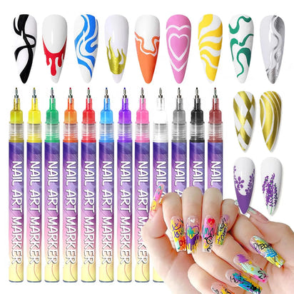 12 Colors 3D Nail Art Pens