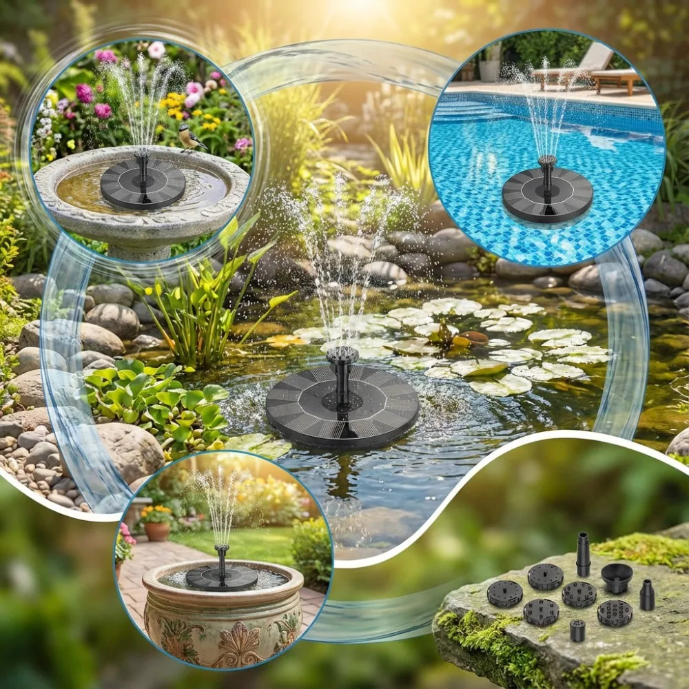 Solar Fountain for Bird Bath
