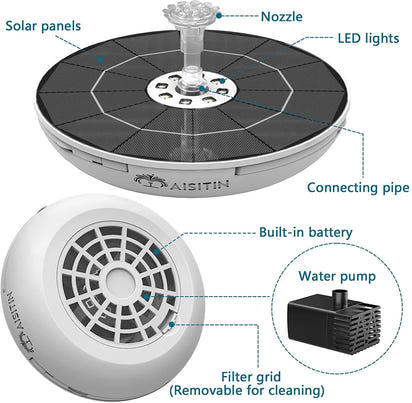 Solar Fountain for Bird Bath